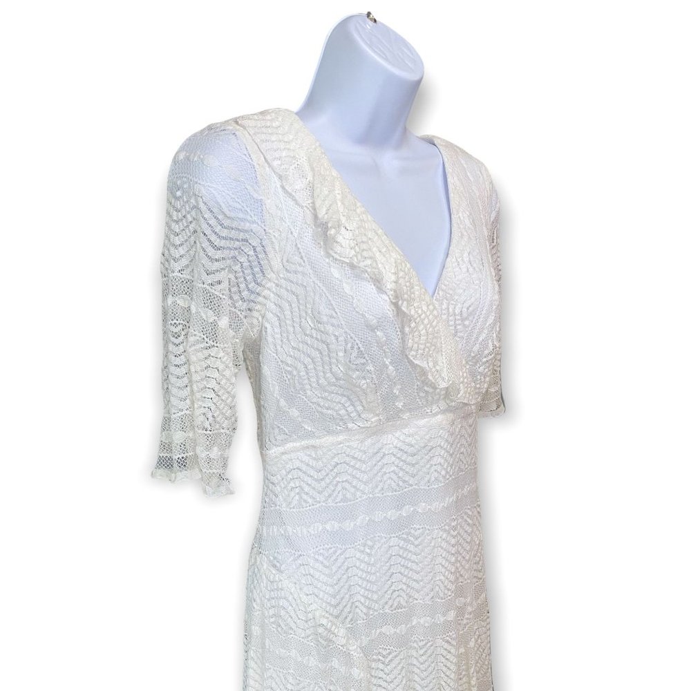 Chris McLaughlin White Lace Boho Dress, Size 8
